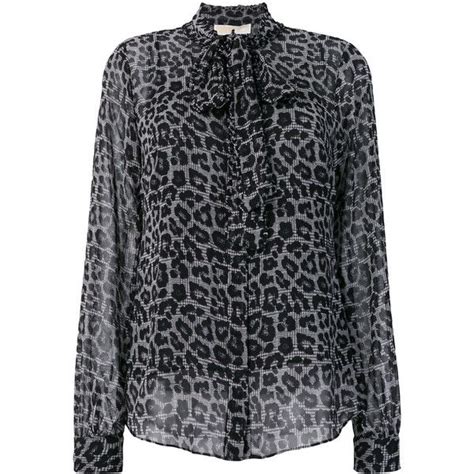 michael kors leopard print tie neck blouse|Michael Kors.